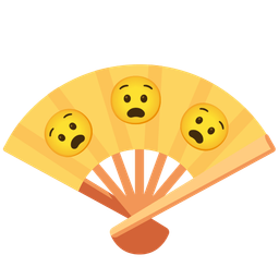 Anguished face and Folding hand fan