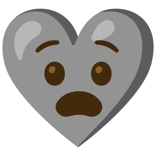 Anguished face and Grey heart