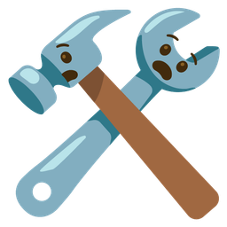 Anguished face and Hammer and wrench