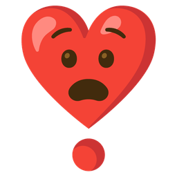 anguished face and heart exclamation