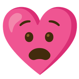 Anguished face and Heart with ribbon