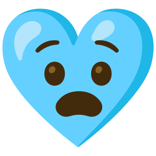 Anguished face and Light blue heart