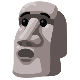 Anguished face and Moai