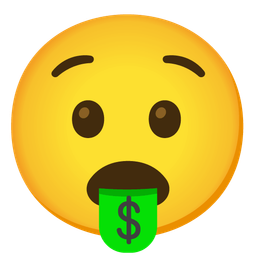Anguished face and Money-mouth face