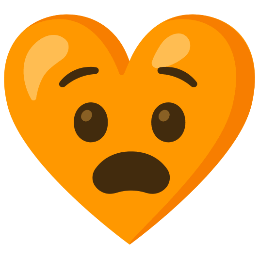 Anguished face and Orange heart