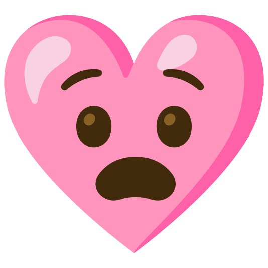 Anguished face and Pink heart