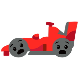 anguished face and racing car