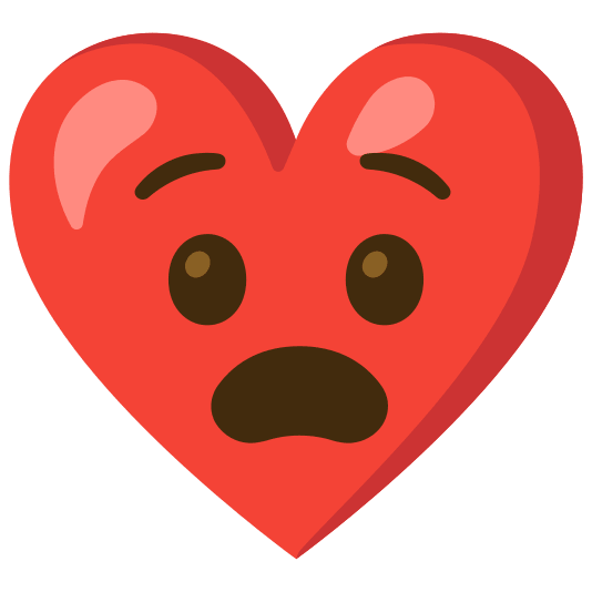 Anguished face and Red heart