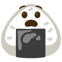 Anguished face and Rice ball