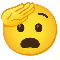 anguished face and saluting face