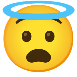Anguished face and Smiling face with halo