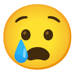 Anguished face and Smiling face with tear