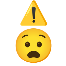 Anguished face and Warning