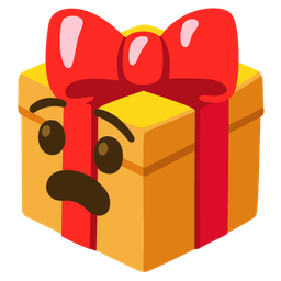 Anguished face and Wrapped gift