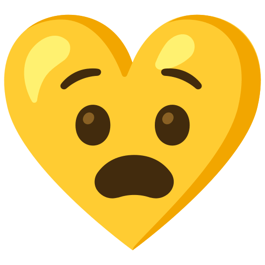 Anguished face and Yellow heart