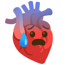 Anxious face with sweat and Anatomical heart