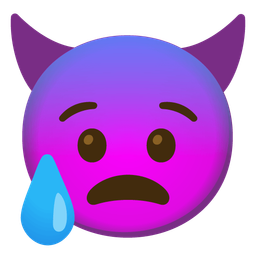 Anxious face with sweat and Angry face with horns