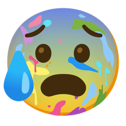 Anxious face with sweat and Artist palette