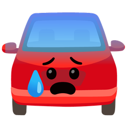 Anxious face with sweat and Automobile