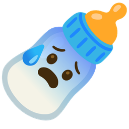 anxious face with sweat and baby bottle