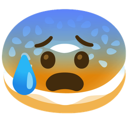 Anxious face with sweat and Bagel