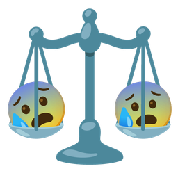 Anxious face with sweat and Balance scale