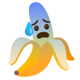 Anxious face with sweat and Banana