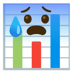Anxious face with sweat and Bar chart