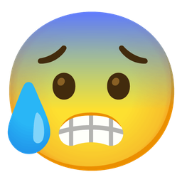 Anxious face with sweat and Beaming face with smiling eyes