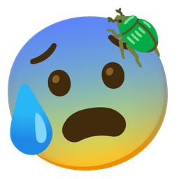 Anxious face with sweat and Beetle