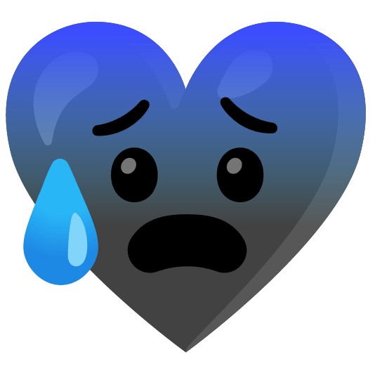 Anxious face with sweat and Black heart