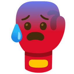 Anxious face with sweat and Boxing glove