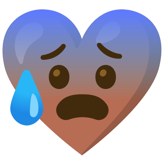 Anxious face with sweat and Brown heart