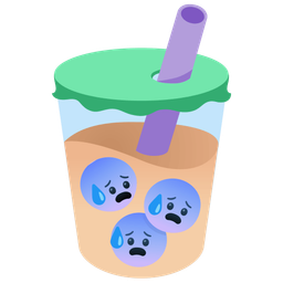 Anxious face with sweat and Bubble tea
