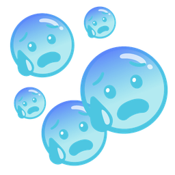 Anxious face with sweat and Bubbles