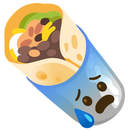 Anxious face with sweat and Burrito