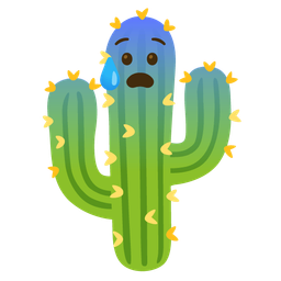 Anxious face with sweat and Cactus