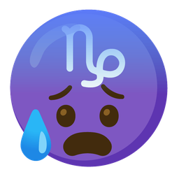Anxious face with sweat and Capricorn