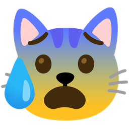Anxious face with sweat and Cat face