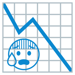 Anxious face with sweat and Chart decreasing