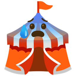 Anxious face with sweat and Circus tent