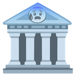 Anxious face with sweat and Classical building