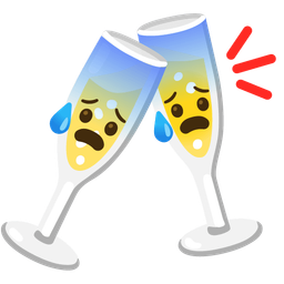 Anxious face with sweat and Clinking glasses