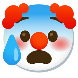 Anxious face with sweat and Clown face