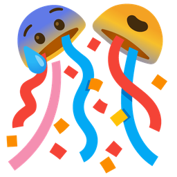 Anxious face with sweat and Confetti ball