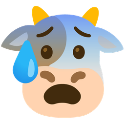 Anxious face with sweat and Cow face