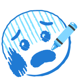 Anxious face with sweat and Crayon