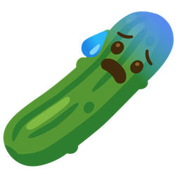 Anxious face with sweat and Cucumber
