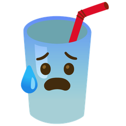 Anxious face with sweat and Cup with straw
