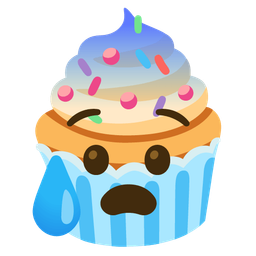 Anxious face with sweat and Cupcake